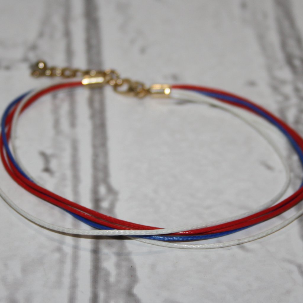 Beautiful Red White And Blue Ankle Bracelet 10-11